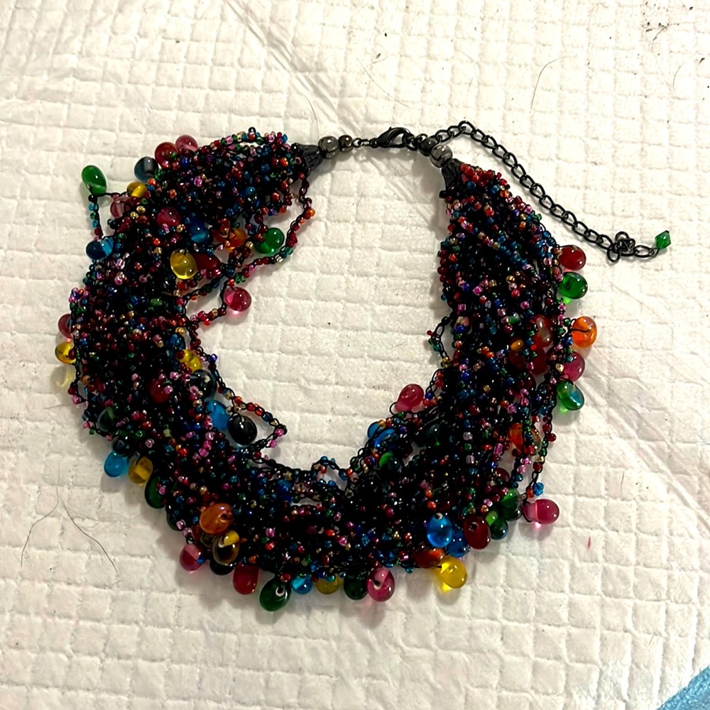 Sanskriti Elegant Multicolored Beaded African Layered Choker Necklace Jewelery